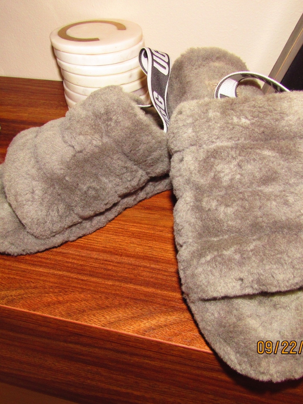 UGG Plush Slide Slippers - Gray
